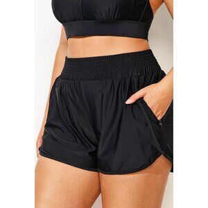 Plus Size Black High Waist Women Shorts